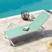 Crestlive Products Outdoor Pool Lounger Aluminum All-weather Adjustable Chaise Lounge Chair - See Picture Green Fabric White Frame