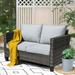 OVIOS Patio Outdoor High-back Grey Wicker Loveseat Grey