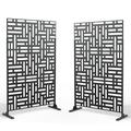 Uixe Outdoor Privacy Screen with Stand (Set of 2) 04 Black-2Set