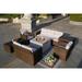 Direct Wicker 7-Piece Outdoor Rattan Conversation Sofa Set with Fire Pit Table Square grey table (W34.5 xD34.5 xH23.8 )