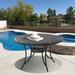 Clihome Round Cast Aluminum Patio Dining Table with Umbrella Hole - N/A