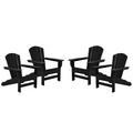 Havenside Home Hawkesbury 4-piece Recycled Plastic Fanback Adirondack Chair Set by Black