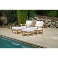 Jakarta Teak 4 Piece Club Chair and Ottoman Set with 2 Club Chairs and 2 Ottomans Canvas Cushions