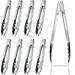 9 Pieces Stainless Steel Kitchen Tongs Set Cooking Tongs with Sliding Rings 7 Inch Metal Kitchen Tongs Small Clam Shell Cooking Tongs Non-slip Food Tongs for Cooking Salad Grilling Barbecue Appetizers