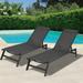 2Pcs Set Outdoor Chaise Lounge Chairs Portable Folding Aluminum Patio Recliner Chair with 5 Position Adjustable Backrest All Weather Pool Lounger Chairs for Beach Poolside Yard Black
