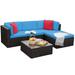 Homall 5 Pieces Patio Furniture Sets Outdoor Sectional Sofa Manual Weaving Rattan Blue/Red 4