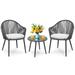 Nuu Garden Patio Rope 3-piece Bistro Crown Set with Cushions