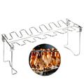 Foldable BBQ Grill Rack Stainless Steel Drumsticks Grill Portable Outdoor Barbecue Rack Multi-purpose Barbecue Rack Practical Barbecue Accessories for Kitchen Park Camping Silver