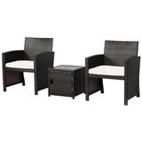 3 PCS Patio Bistro Set Outdoor Furniture Set with Coffee Table Beige