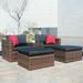 Nestfair 5-Piece Wicker Patio Conversation Set with Cushions and Cover Brown