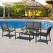 Futzca 4-Piece Outdoor Patio Furniture Set Textilene Bistro Patio Set Black