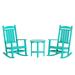 Polytrends Laguna 3-Piece Poly Weather-Resistant Rocking Chairs with Side Table Set Turquoise