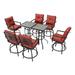 Patio Festival Fabric 8-Piece Outdoor Bistro Set in Red/Black