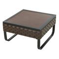 Patio Festival U-Leg Rattan Outdoor Side Table in Brown/Black