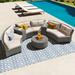 6-Piece Outdoor Wicker Sofa Set Half-Moon Rattan Sofa Set with Side Table and Cushions Outdoor Sectional Sofa Set with Sturdy Frame for Lawn Garden Backyard Poolside Easy to Assemble Beige