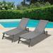 2Pcs Set Outdoor Chaise Lounge Chairs Portable Folding Aluminum Patio Recliner Chair with 5 Position Adjustable Backrest All Weather Pool Lounger Chairs for Beach Poolside Yard Gray
