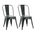 MOS Williston (Set of 4 and 2) Indoor Outdoor Metal Stackable Dining Side Chairs Black with Gold Accents (Set of 2) Powder Coated Set of 2 Industrial