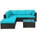 6 Piece Patio Furniture Set Outdoor Conversation Set with Coffee Table Turquoise