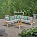 Christopher Knight Home Eldon Outdoor Aluminum V-Shaped Sectional Sofa Set by White Finish/Light Grey Cushion