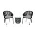 GDF Studio Laguna Outdoor Rope 2 Seater Chat Set with Cushions Black and Gray