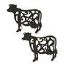 Brown Cast Iron Cow Floral Scroll Trivets Set Of 2 - 0.75 X 10.5 X 8.25 inches