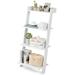 4Tier Ladder Shelf Leaning Bookshelf Anti-falling Baffle Wood Bookcase