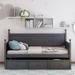 Gray Twin Size Wood Daybed with Three Drawers No Box Spring Needed