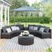 6 Pieces Outdoor PE Wicker Sectional Half Round Patio Rattan Sofa Set with One Storage Side Table