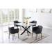 Somette Petra Square Glass Dining Table with Criss-Cross Base