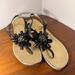 Kate Spade Shoes | Kate Spade Freda Beaded Embellished Gold Leather Sandals Size 7.5 | Color: Black/Gold | Size: 7.5