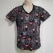 Disney Tops | Disney Size Xs Black Mickey Minnie Mouse Ears 3 Pockets Side Stretch Scrub Top | Color: Black | Size: Xs