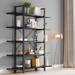 5-Tier Bookshelf, Vintage Industrial Style Bookcase 72 H x 12 W x 47L Inches, Black