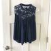 Free People Tops | Free People Navy Sleeveless Lace V-Neck Blouse(Small-Petitie)(Pre-Owned) | Color: Blue | Size: Ps