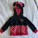 Disney Shirts & Tops | Disney Polkadot Black Minnie Mouse Zipper Sweater With Minnie Mouse Ears Xxs | Color: Black/Red | Size: Xxs