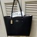 Coach Bags | Coach Town Large Leather Tote Handbag Black Dust Bag Brand New Tag 398$ | Color: Black | Size: H12” W Top 19” Bottom 13”