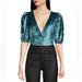 Free People Tops | Free People Don't You Wish Velvet Bodysuit In Deep Teal - Choose Size | Color: Tan | Size: Various