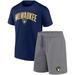 Men's Fanatics Branded Navy/Heather Gray Milwaukee Brewers Arch T-Shirt & Shorts Combo Set