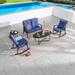 Festival Depot 5 Piece Sofa Seating Group w/ Cushions Synthetic Wicker/All - Weather Wicker/Metal/Wicker/Rattan in Blue | Outdoor Furniture | Wayfair