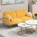 Everly Quinn Parven Twin 64.96" Wide Split Back Convertible Sofa Wood/Polyester in Yellow | 29.53 H x 64.96 W x 30.71 D in | Wayfair