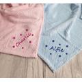 Personalised Super Soft Baby Blanket, Pastel Star Personalized New Gift, Blue, Pink, Grey Or White