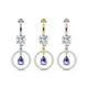 Cz Paved Circle With Pear Shaped Green & Blue Two Tone Dangle Double Jewelled 316L Surgical Steel Belly Button Navel Rings