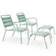 Lot de 2 fauteuils relax avec repose-pieds en métal vert sauge