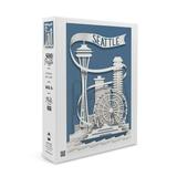 Seattle Washington Banner Shadowbox (19x27 inches Premium 500 Piece Jigsaw Puzzle for Adults and Family Made in USA)