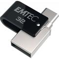Emtec T260C unità flash USB 32 GB Type-A / Type-C 3.2 Gen 1 (3.1 1) Nero, Acciaio inossidabile