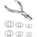 Vsnnsns 316L Stainless Steel Body Piercing Plier Tool Rings Closing Piercing Clamps Forceps with 14G 16G Captive Bead Rings 8MM 10MM 12MM for Ear Lip Navel Belly Nose Septum Piercing Rings 13Pcs