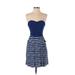 Xhilaration Casual Dress - A-Line: Blue Color Block Dresses - Women's Size Small