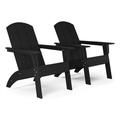 Flats & Castles Ellie Arched Back Plastic Adirondack Chairs in Black (Set of 2)