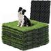 Dextrus 9-Pack Artificial Grass Tiles Indoor Outdoor Turf Mat Squares Grass Rug with Drainage 12 x 12 Synthetic Fake Grass for Dogs Pets Patio and Balcony