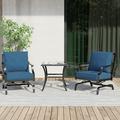 Grand Patio Outdoor 3 Piece Patio Set 2 Single Steel Chairs with a Side Table Peacock Blue