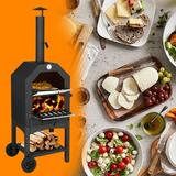 SalonMore Outdoor Pizza Oven 14 Wood Burning Patio Pizza Maker Removable w/ Pizza Stone Pizza Peel Grill Rack